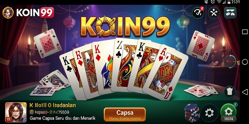 Tampilan antarmuka KOIN99 yang menarik dan fungsional dalam permainan Capsa.