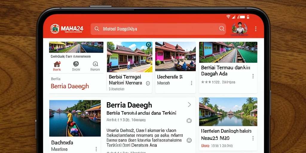 Tampilan antarmuka aplikasi MAHA24 untuk berita daerah.