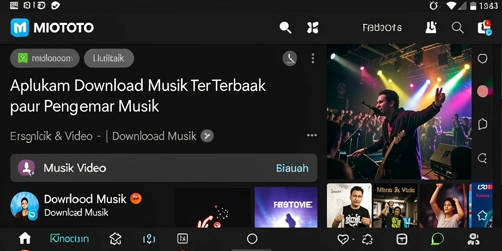Tampilan antarmuka MIOTOTO yang memudahkan pengunduhan musik.