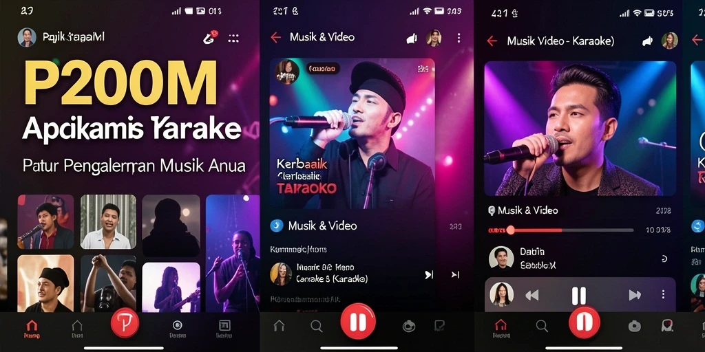Antarmuka interaktif aplikasi Karaoke P200M yang memukau.