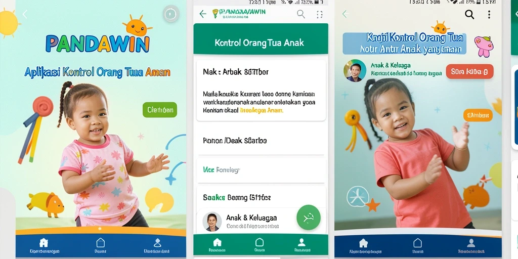 Antarmuka intuitif aplikasi Kontrol Orang Tua PANDAWIN.